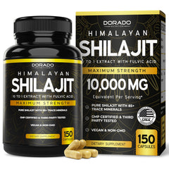 Bottle of Shilajit capsules with 1000mg per serving