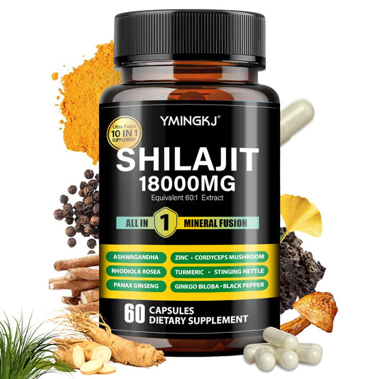 Shilajit capsules 18000mg 60 capsules 10-in-1 formula with Ashwagandha