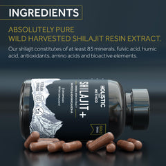 Close-up view of Shilajit capsules