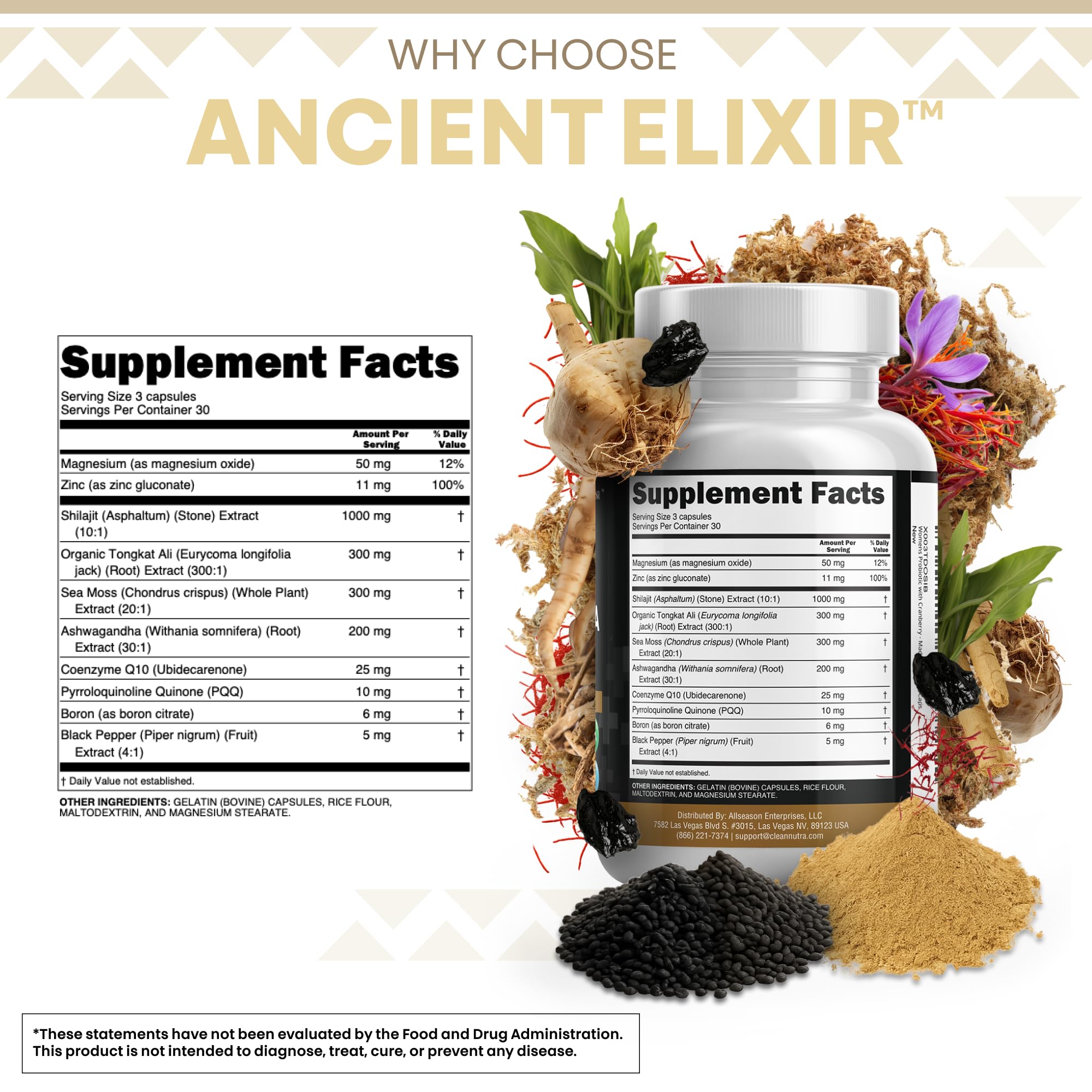 Shilajit capsules bottle label close-up