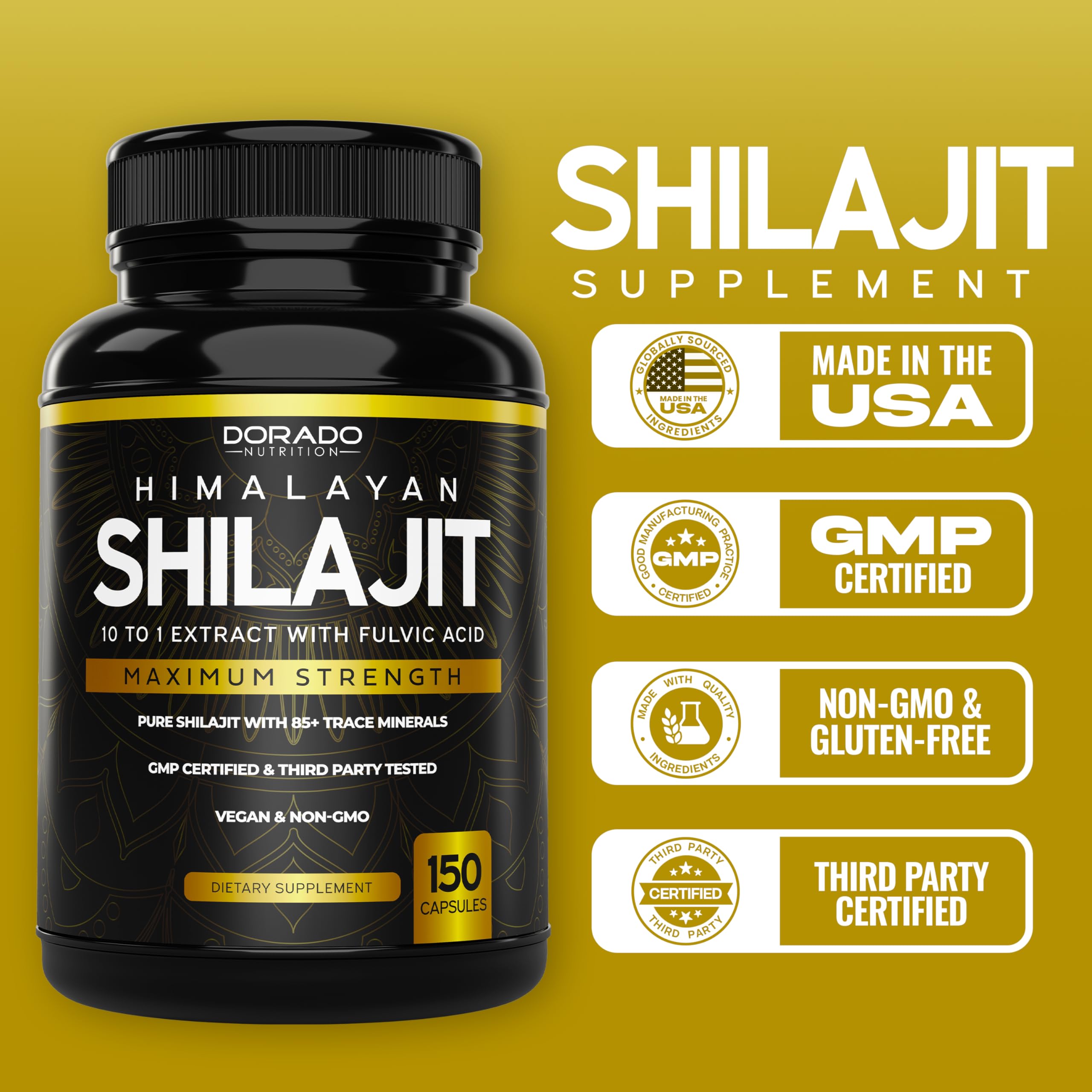 Third-party tested Shilajit capsules label
