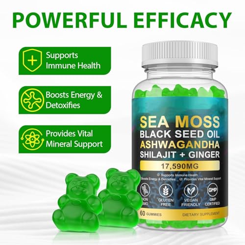 Shilajit and ginger alongside Sea Moss Gummies