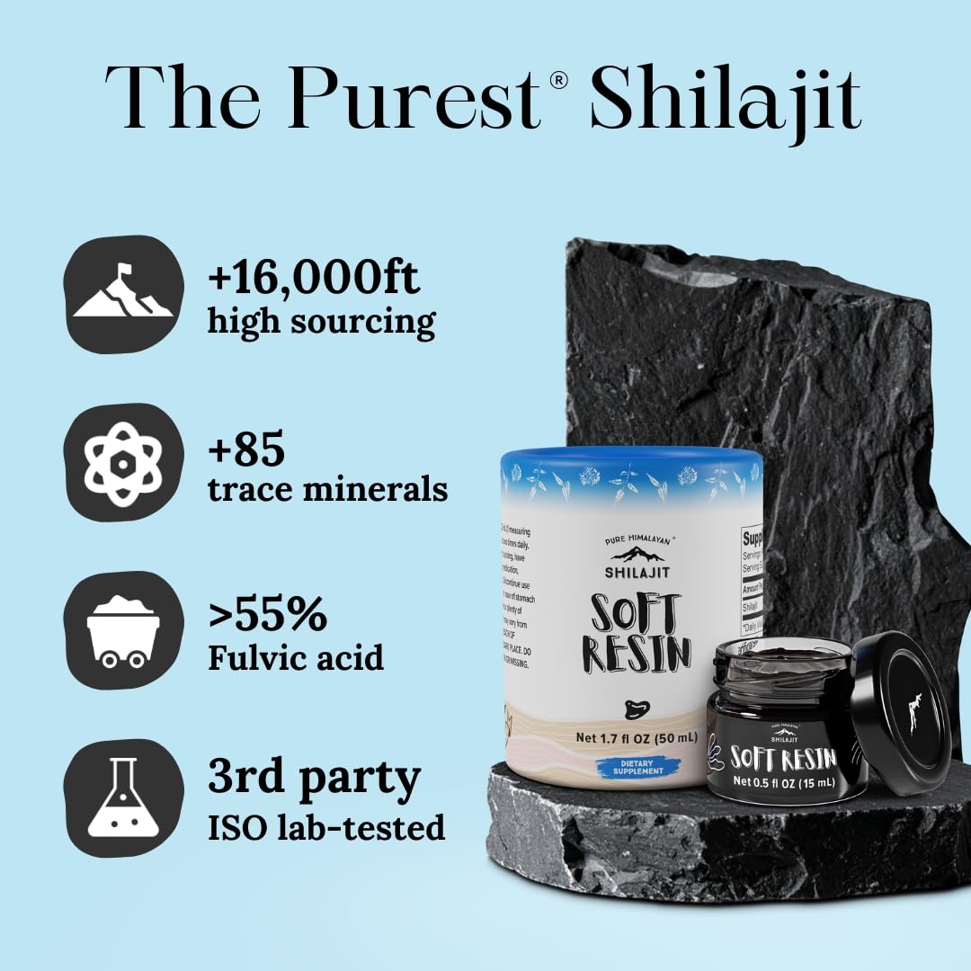 Serving contains 200mg of shilajit with 85+ minerals and fulvic acid
