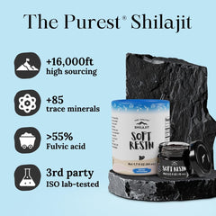 Serving contains 200mg of shilajit with 85+ minerals and fulvic acid