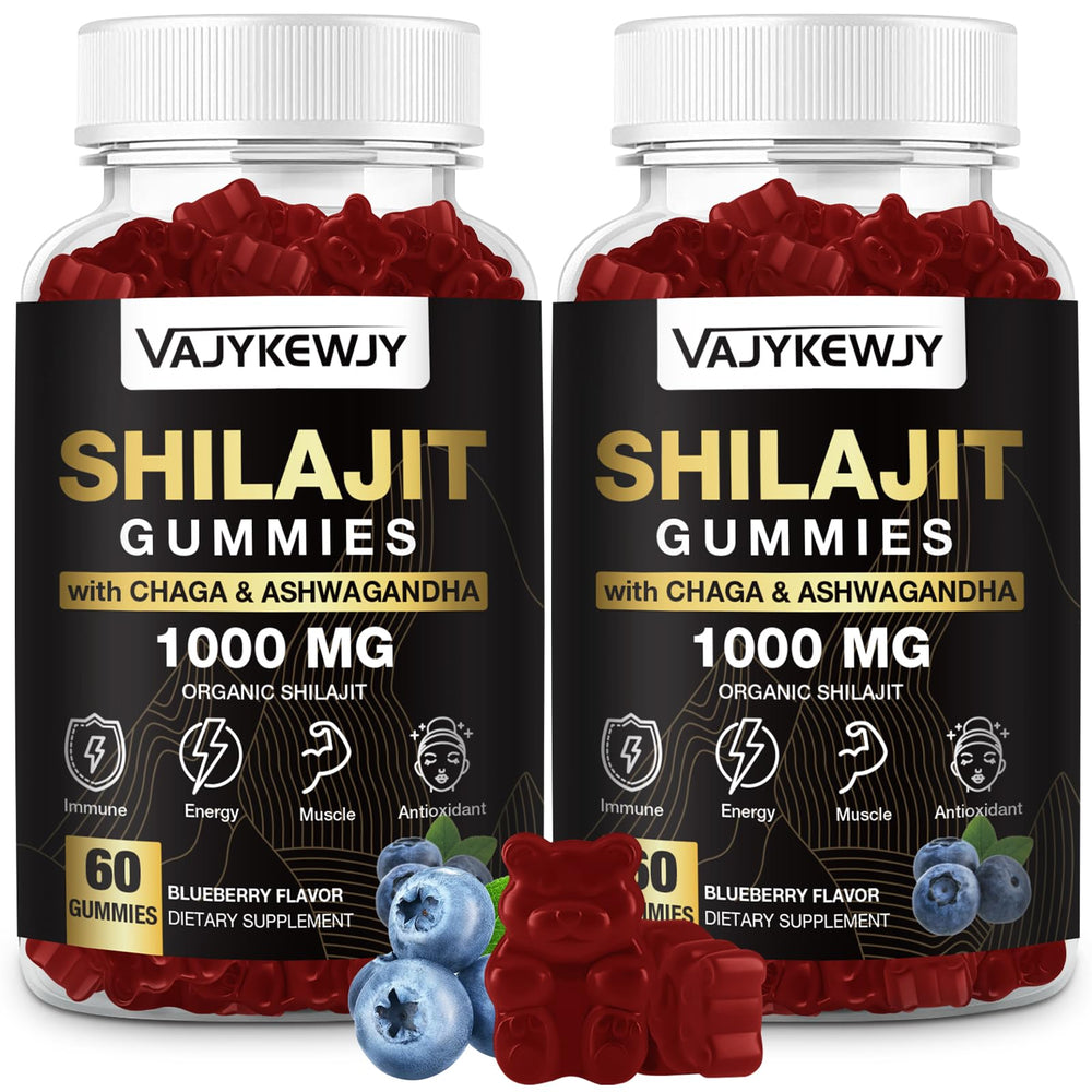 Bottle of 1000 mg Shilajit Gummies with label