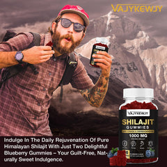 Close-up view of blueberry-flavored Shilajit Gummies