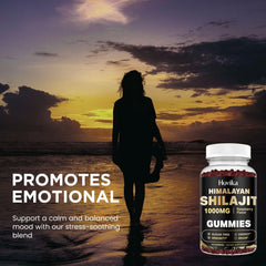 Sugar-free raspberry Shilajit Gummies for men and women, 60-count