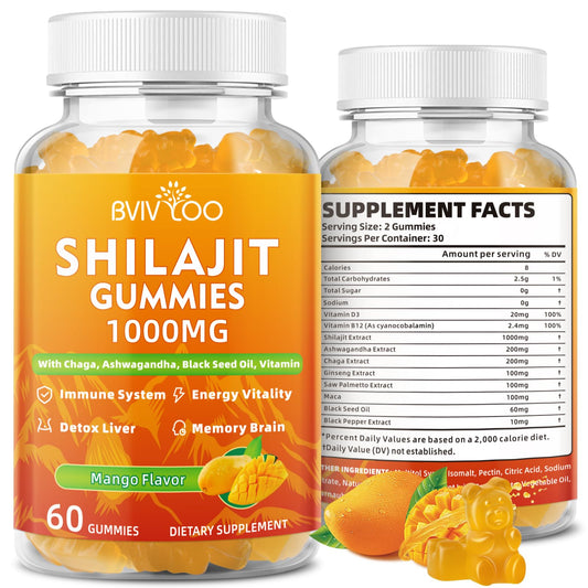 Bottle of Shilajit Gummies 1000mg Sugar Free – 60 count