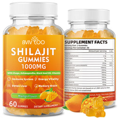 Bottle of Shilajit Gummies 1000mg Sugar Free – 60 count