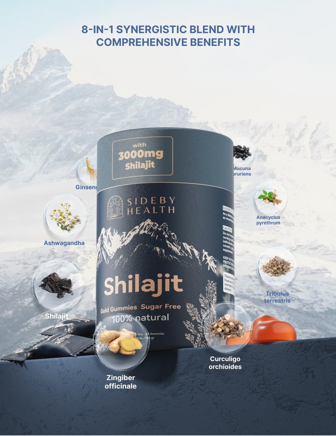 Ashwagandha herbs with Shilajit Gummies