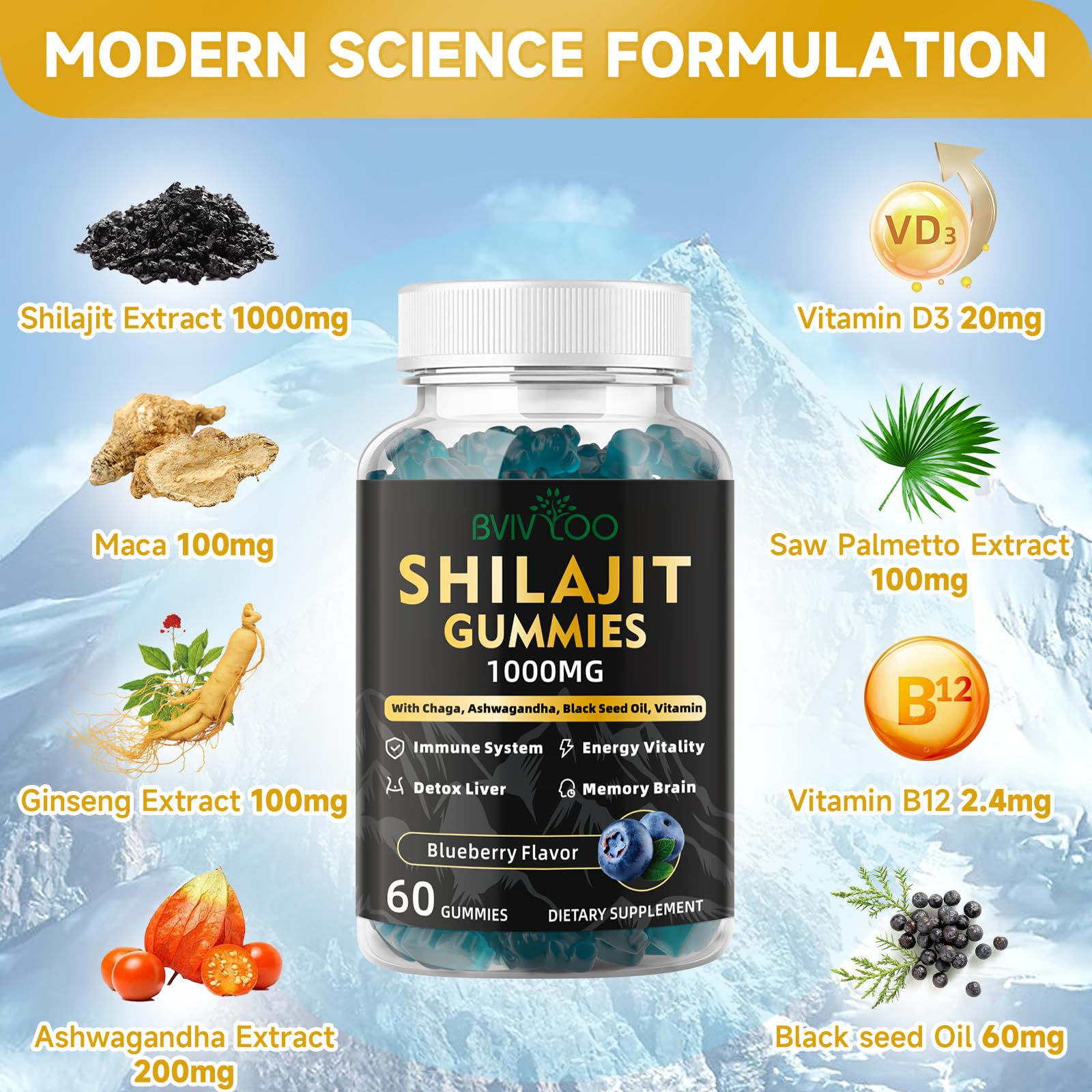 Shilajit Gummies energy and vitality illustration