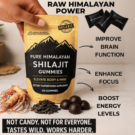 Close-up of Shilajit Gummies highlighting fulvic acid and minerals