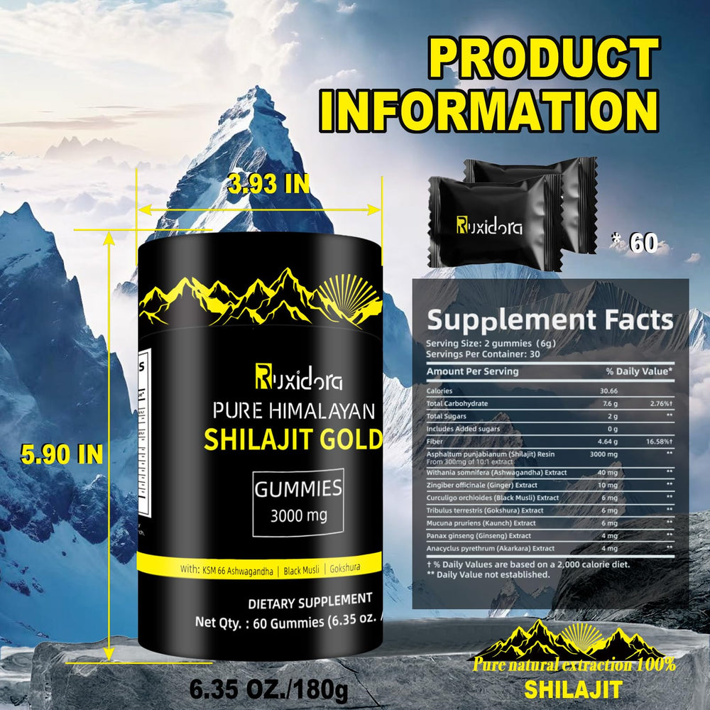 Shilajit Gummies ingredients including Ashwagandha and Gokshura