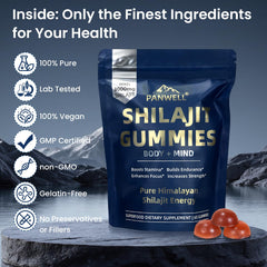 Close-up of minerals and fulvic acid in gummies