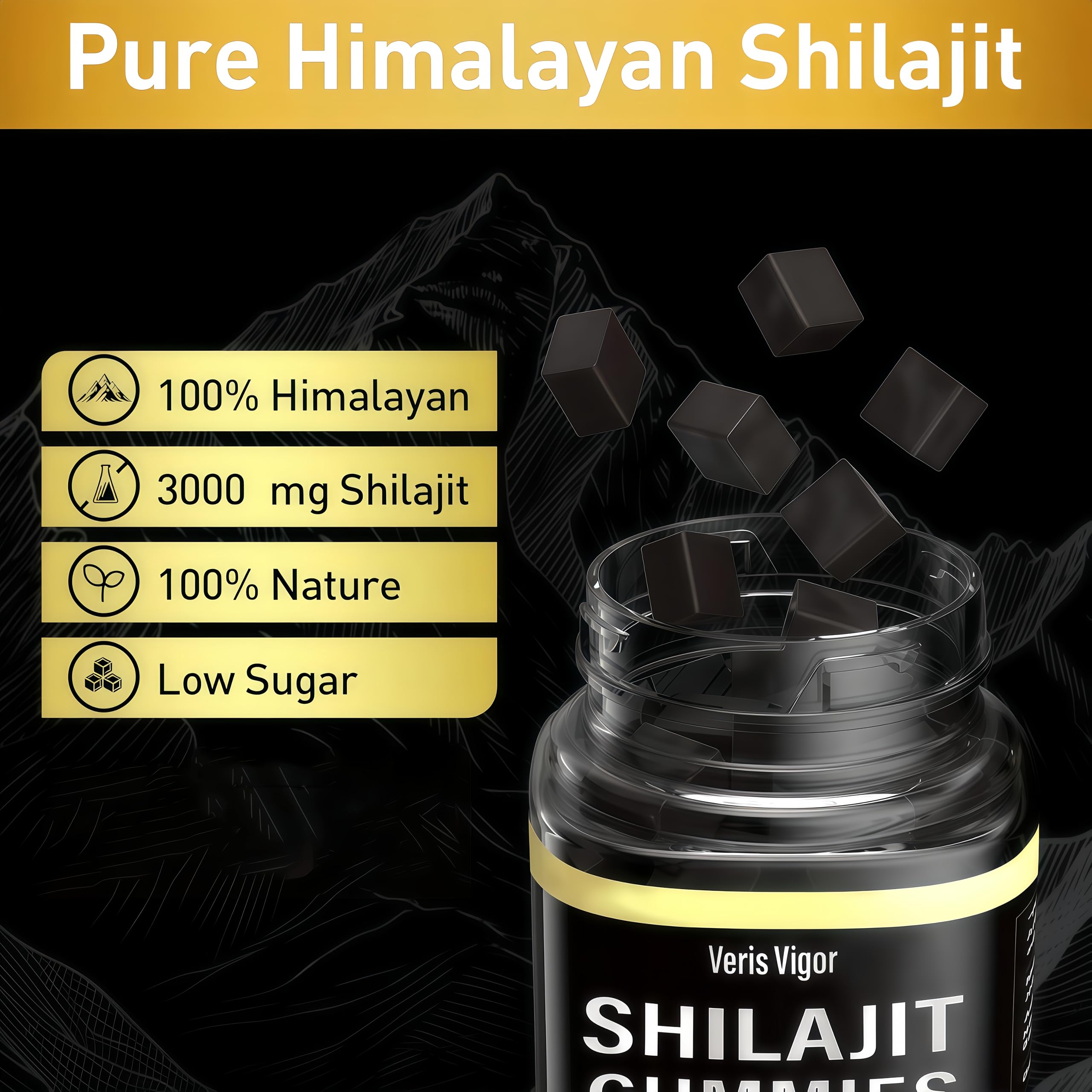 Vegan, gluten-free Shilajit Gummies bottle