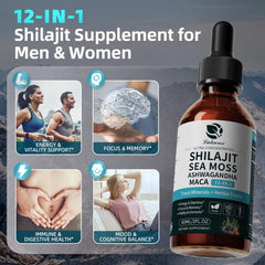 Liquid drops showing Vitamin B12 and 85+ minerals