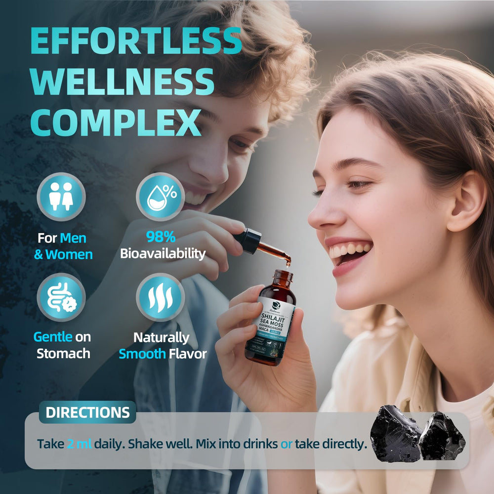 Gluten-free and non-GMO labeled bottle of Shilajit drops