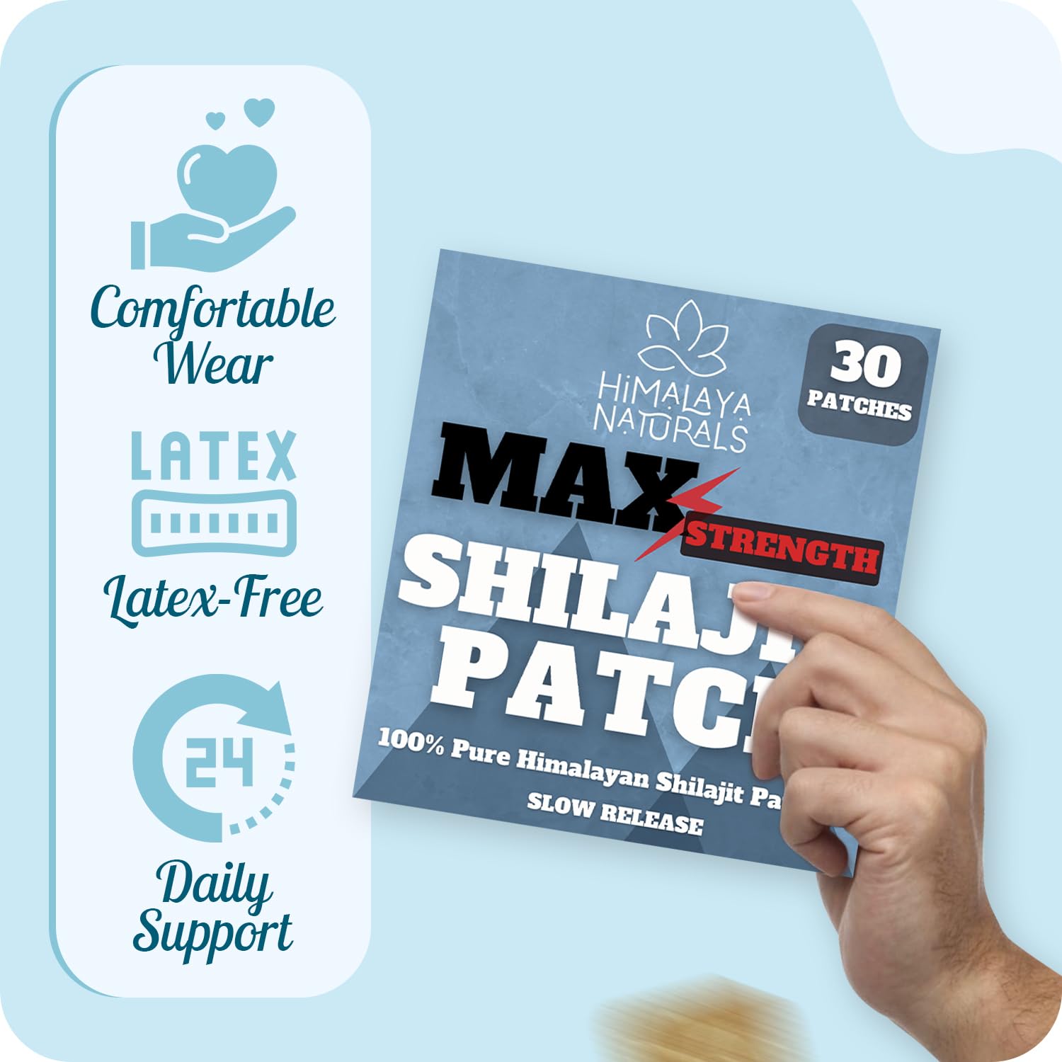 Shilajit patch being applied discreetly under clothing