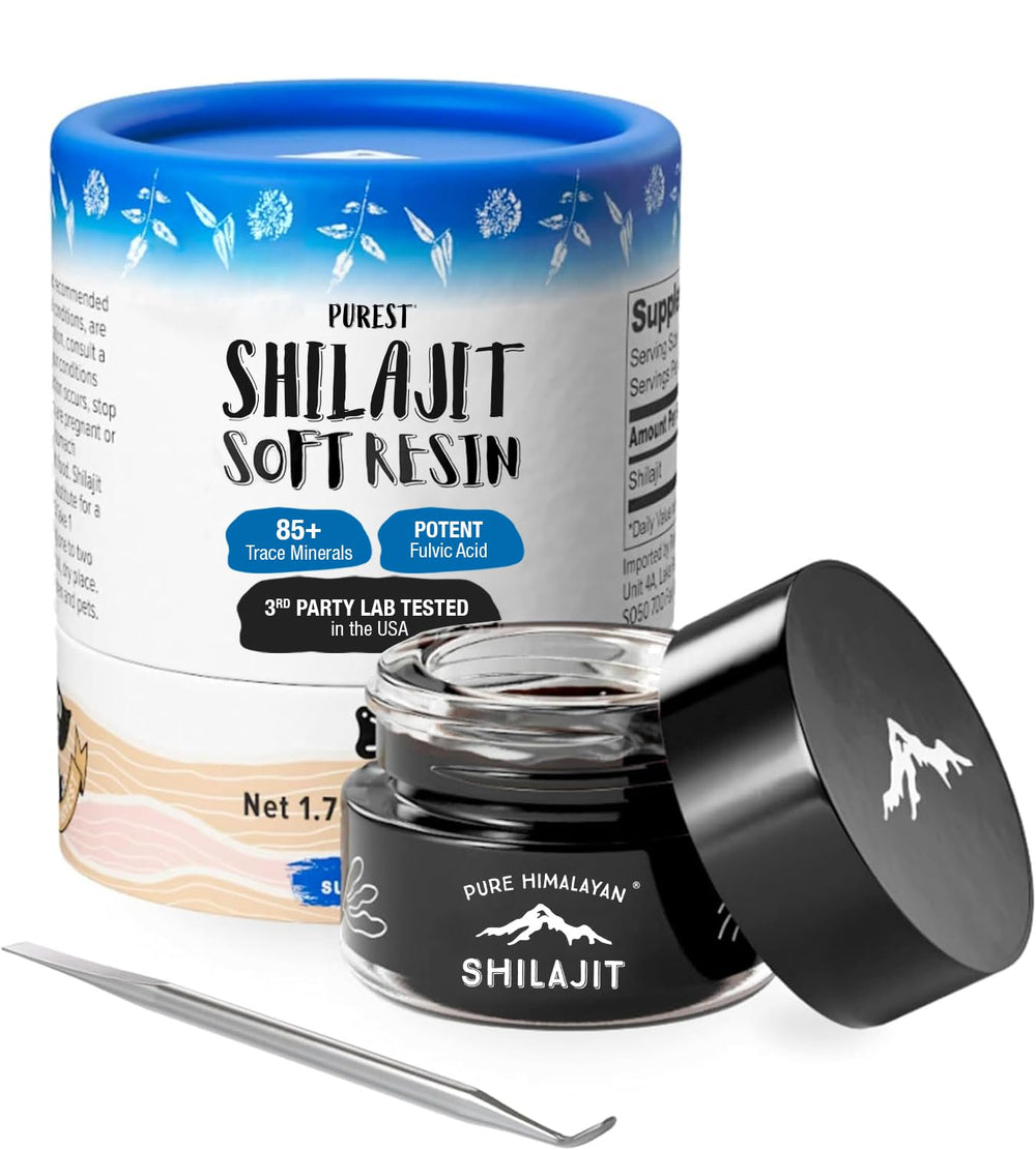 Pure Himalayan Shilajit Grade A soft resin in a 50ml bottle