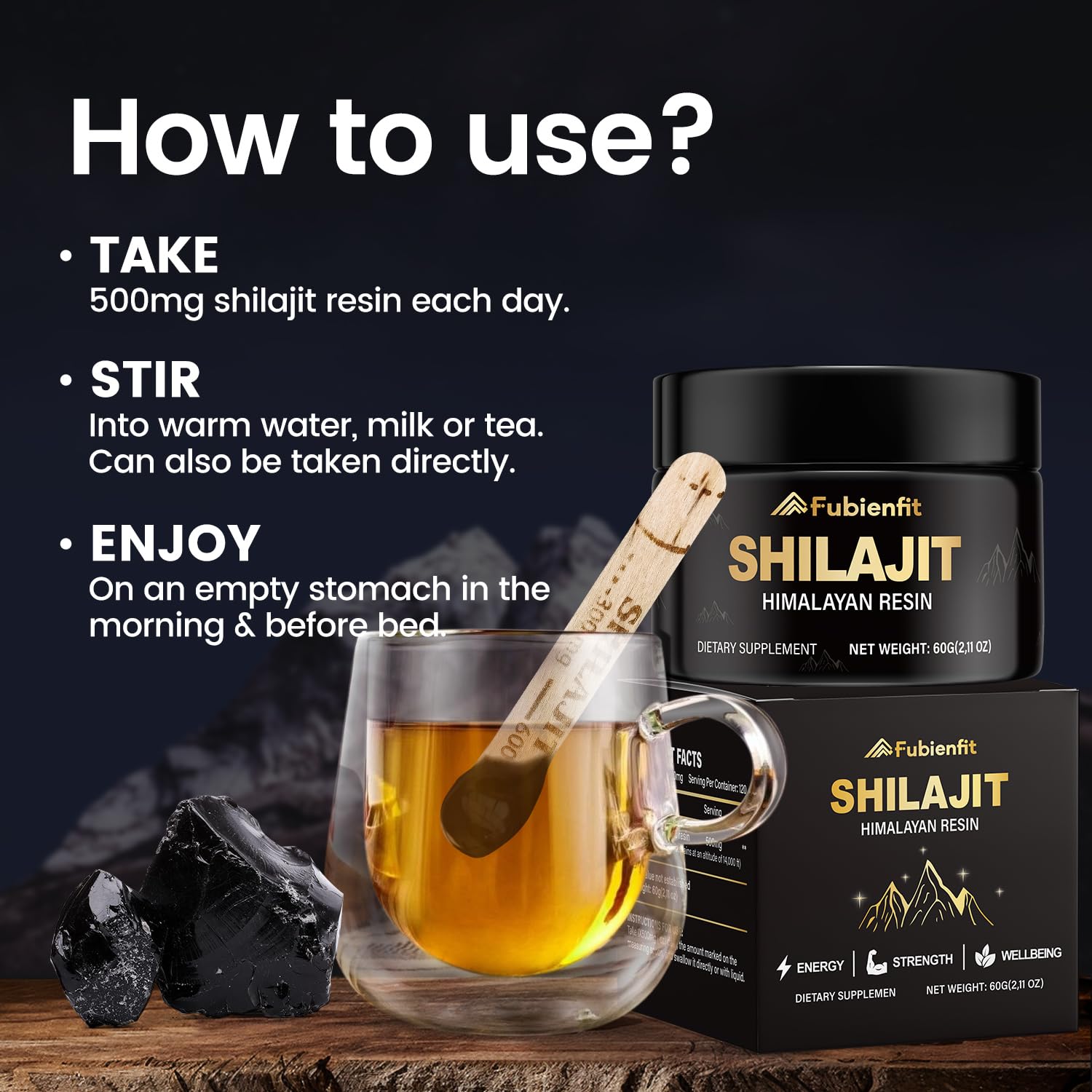 500mg serving size of Shilajit resin