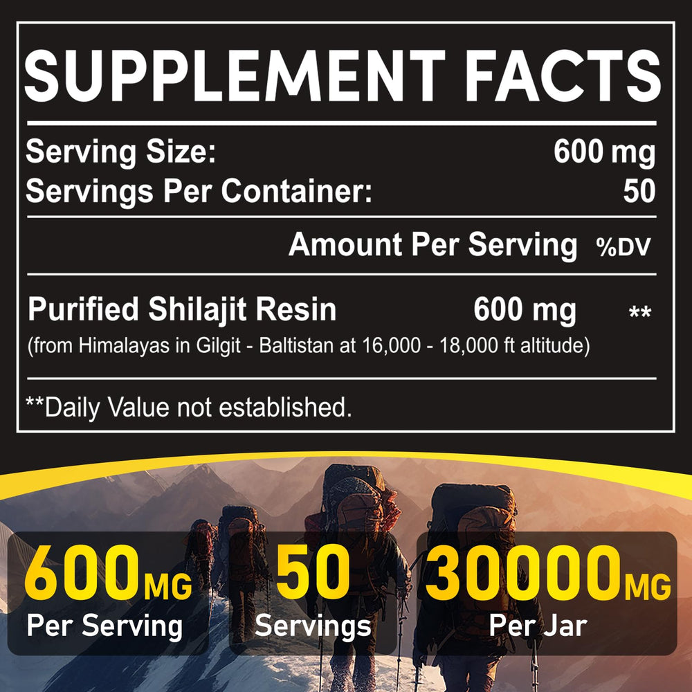 Shilajit Resin 600mg Gold Grade powder