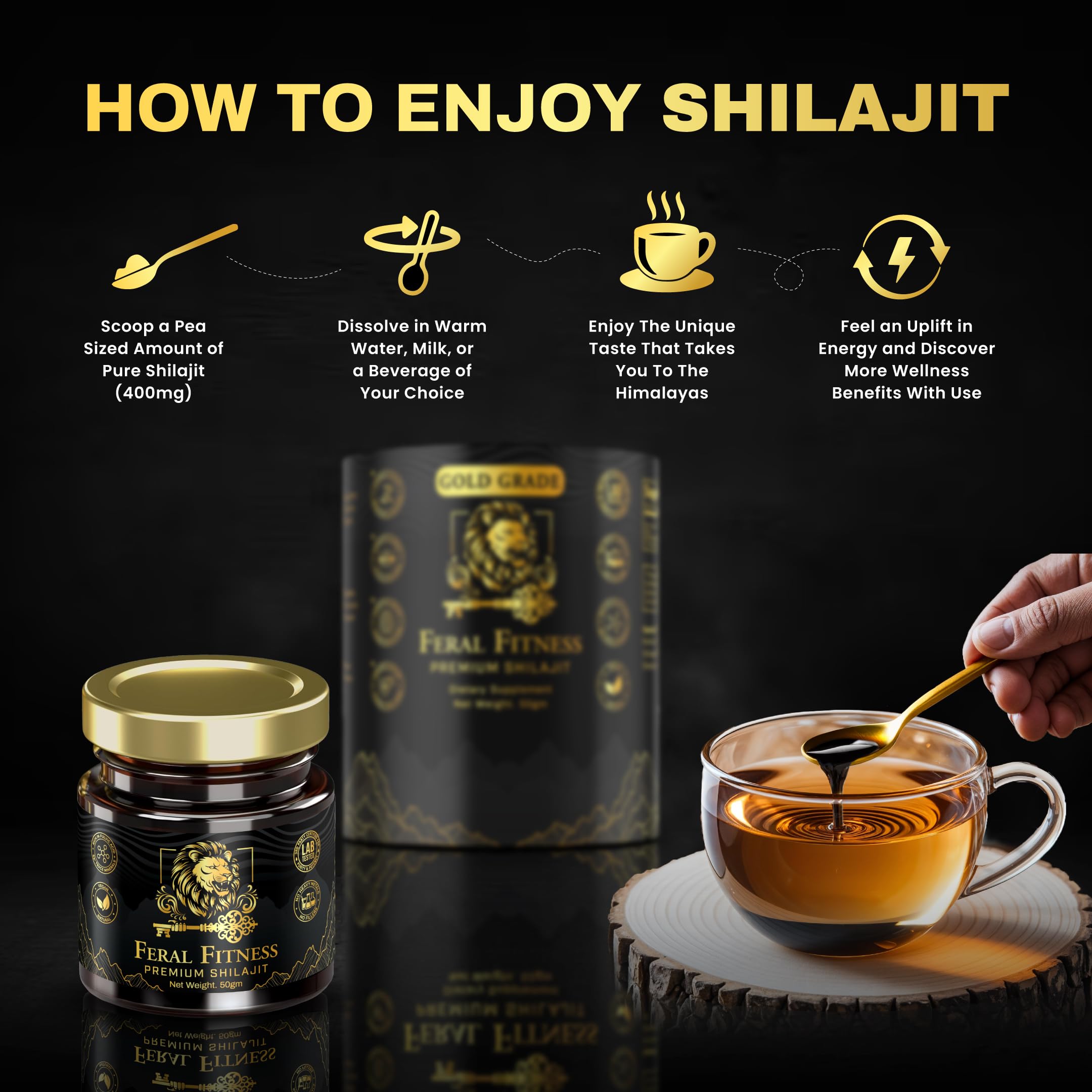 Shilajit resin dissolving in warm water
