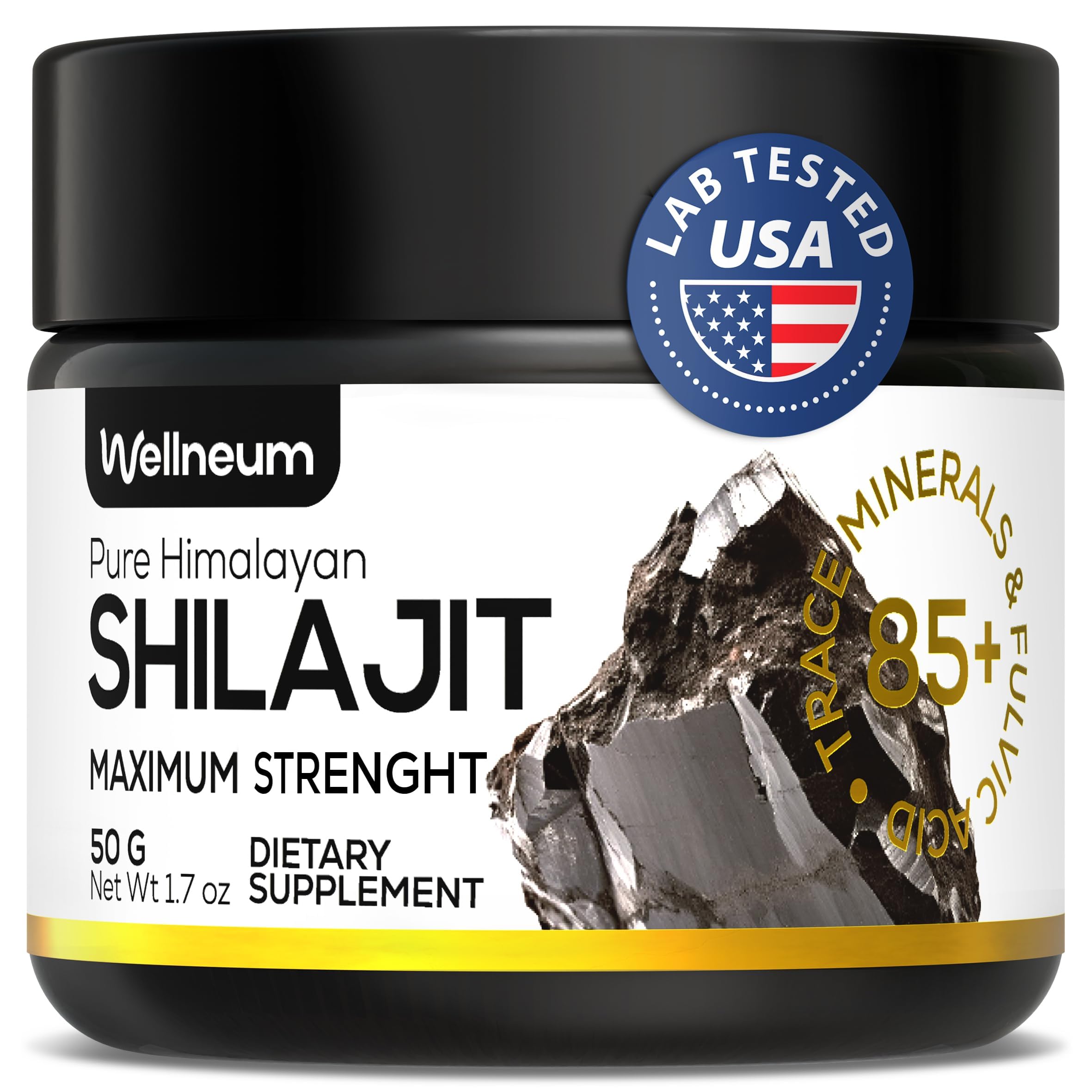 Wellneum Shilajit Resin bottle with measuring stick
