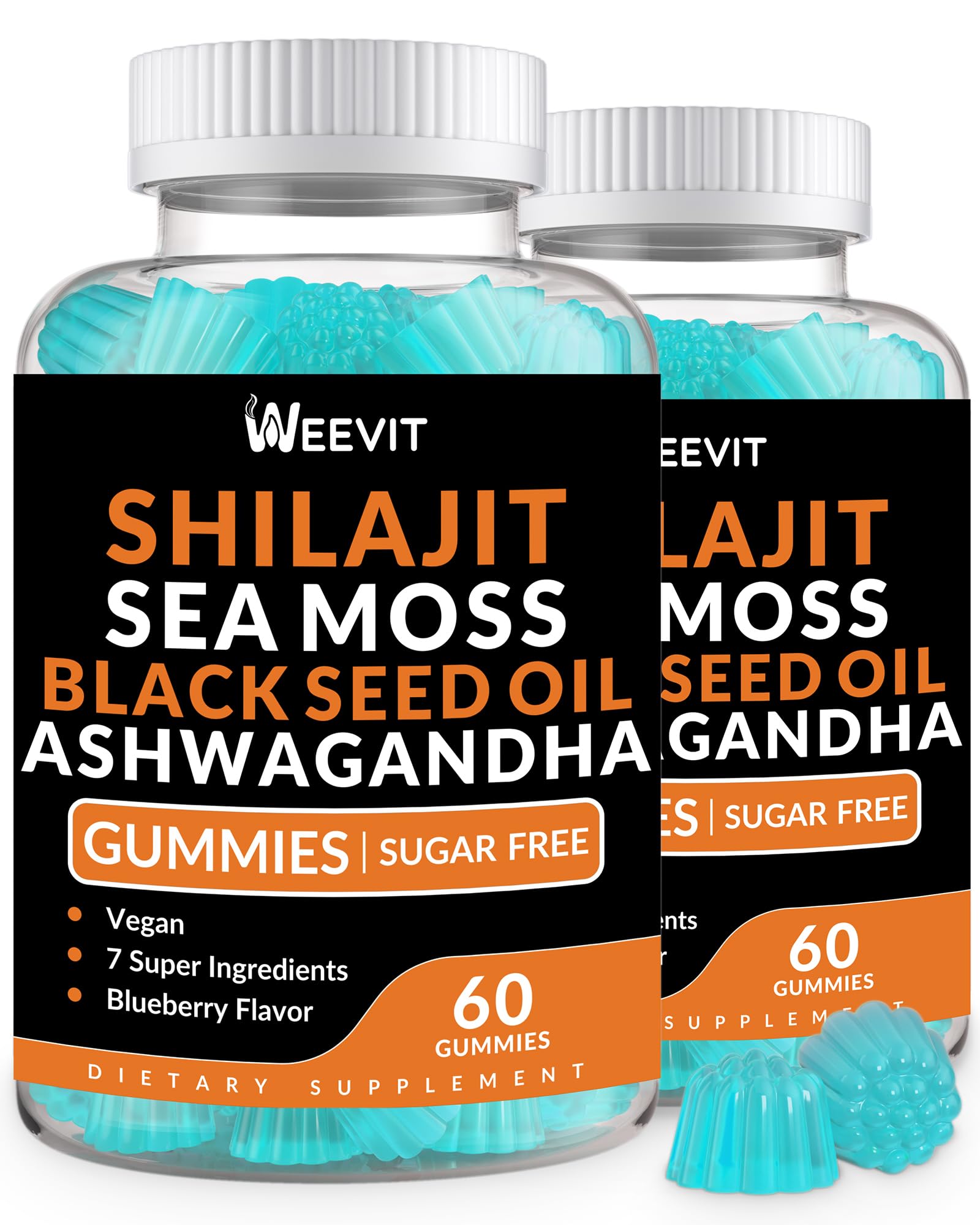 Shilajit Sea Moss Ashwagandha Gummies bottle front