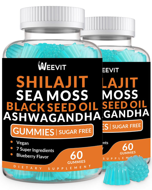 Shilajit Sea Moss Ashwagandha Gummies bottle front