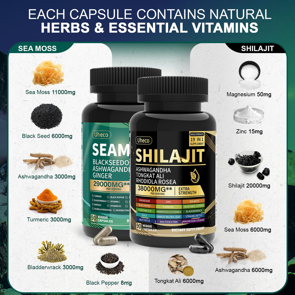 Capsules featuring Ashwagandha, Turmeric and Black Seed