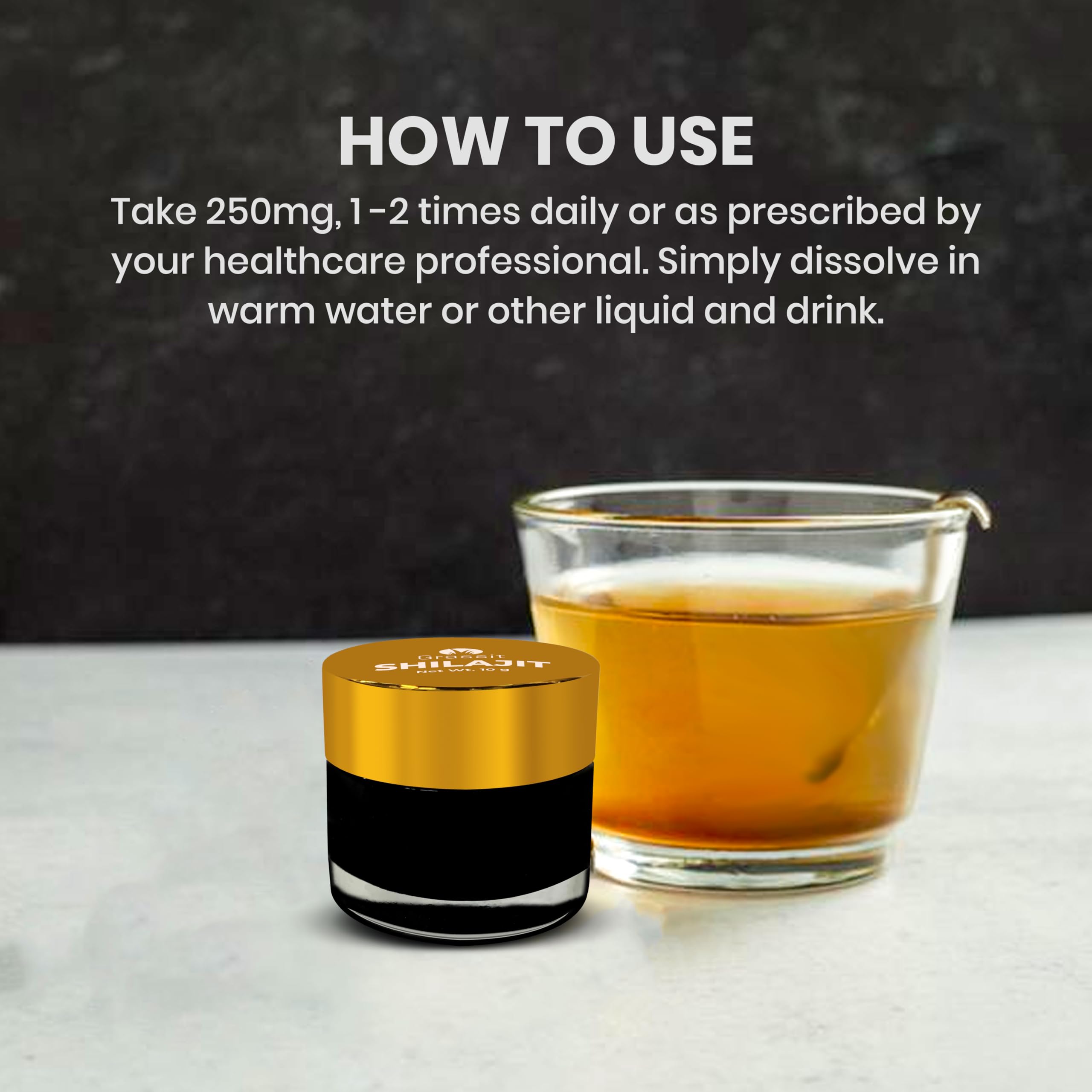 Dissolving shilajit resin in warm water