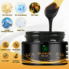 Shilajit resin being dissolved in warm water