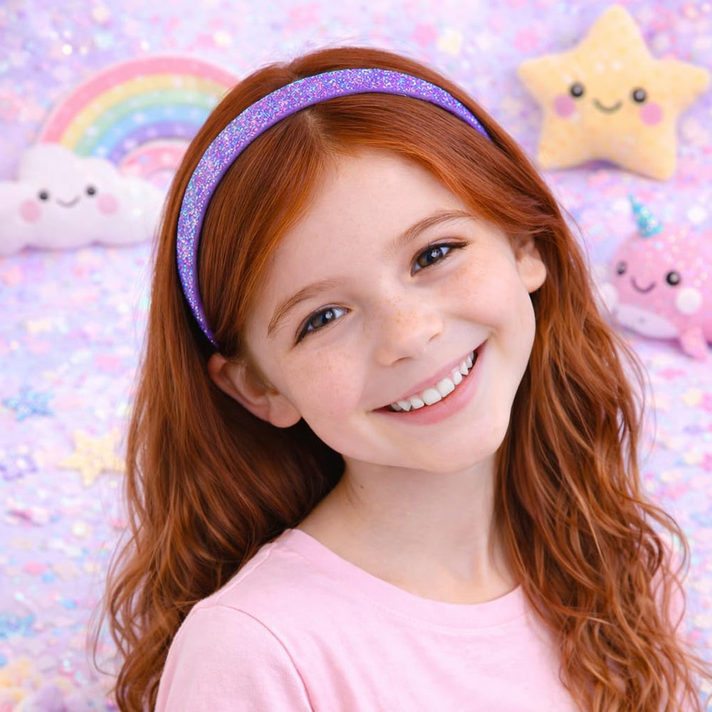 Shimmer Anna Shine glitter headband bow turquoise brightens daily outfits.