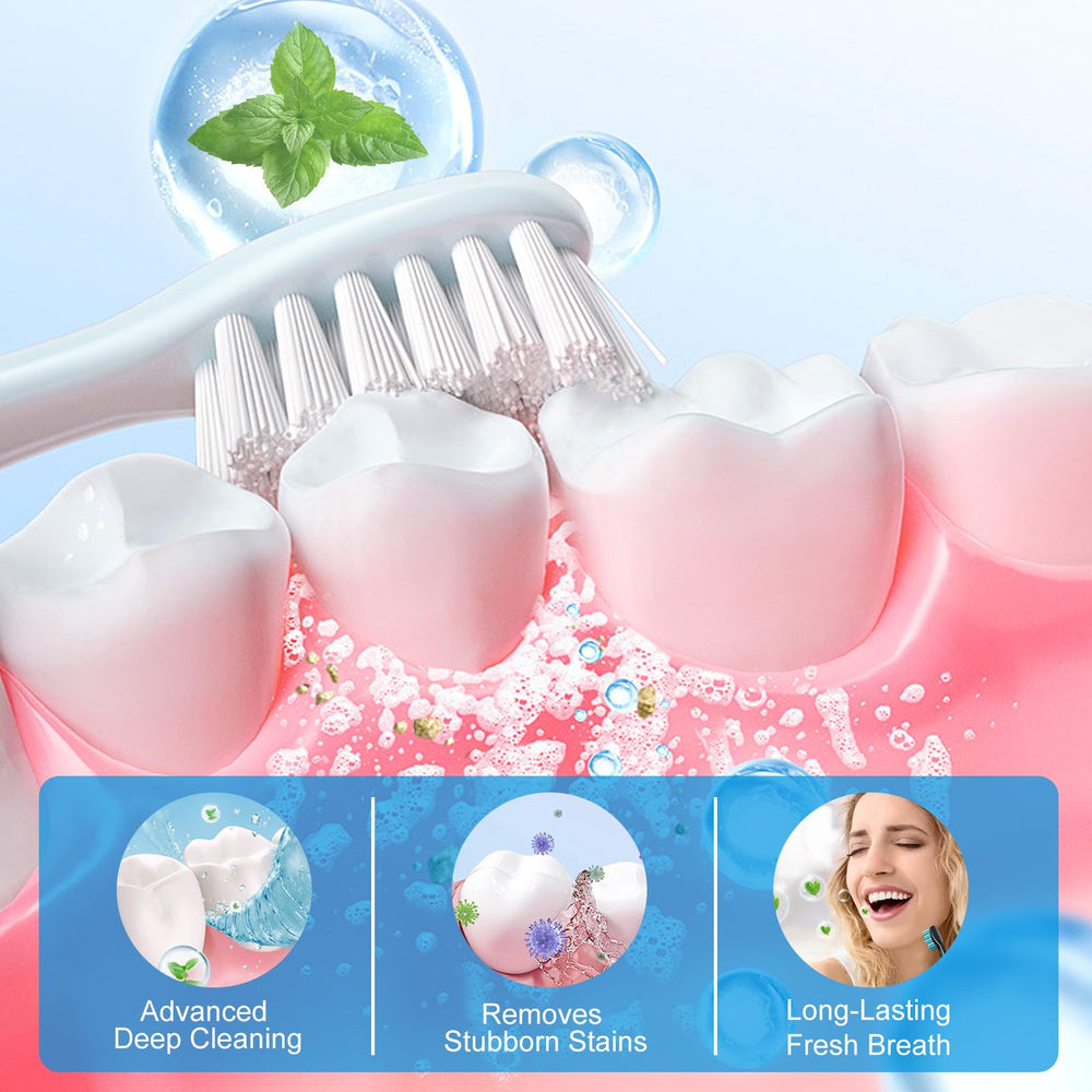 Powder on a toothbrush showing stain removal capability