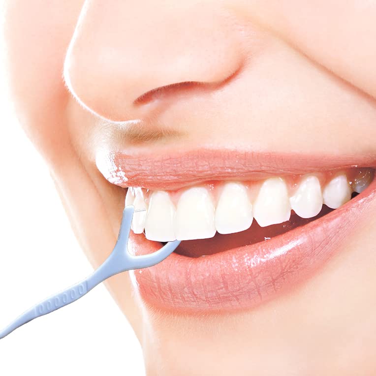 Interdental cleaning between teeth with SHINEMOON floss picks