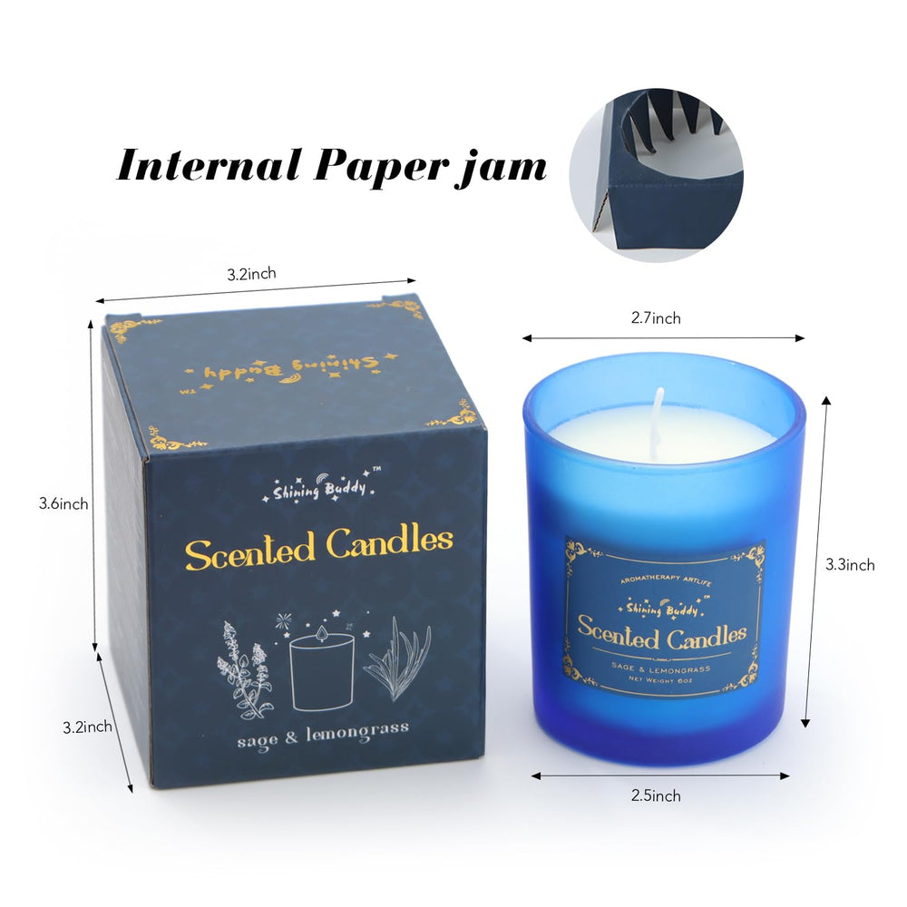 Shining Buddy sage-lemongrass candle bedroom relaxation, soft fragrance for peaceful nights.