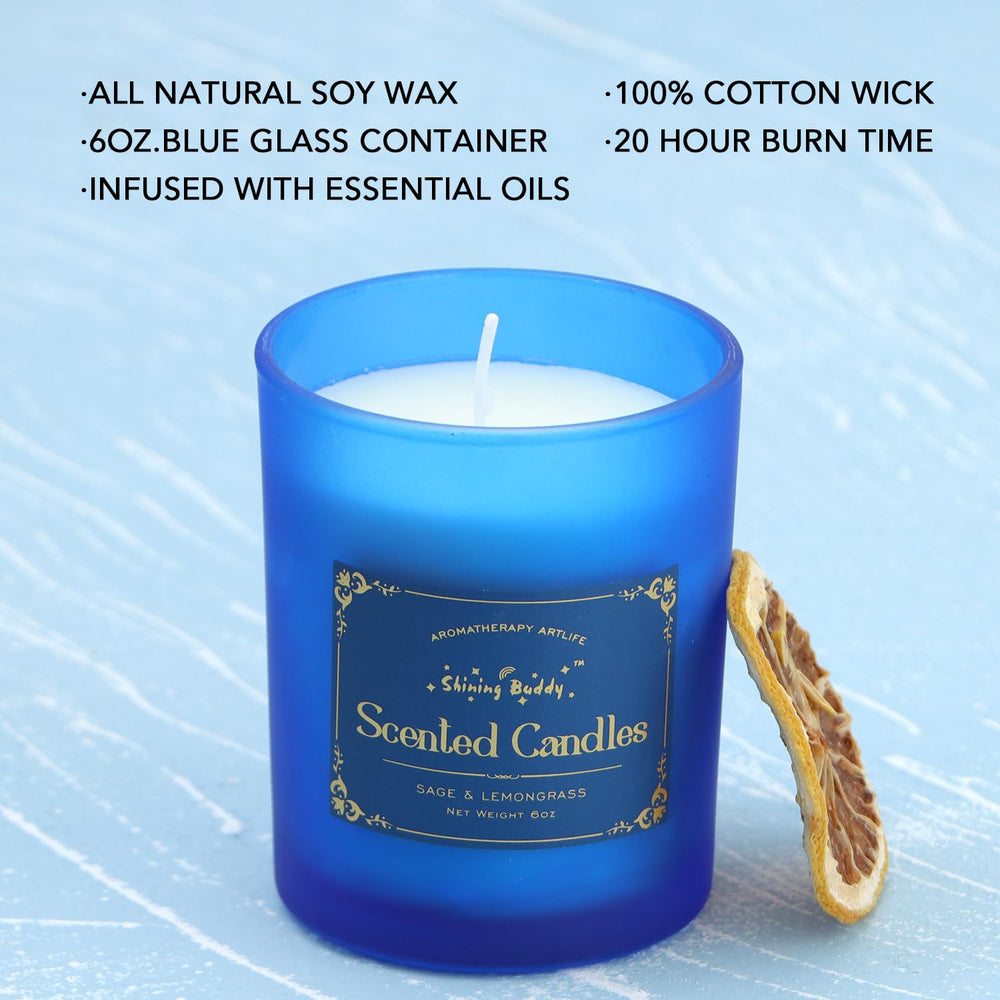 Shining Buddy sage-lemongrass candle gift set, perfect for birthdays or holidays.
