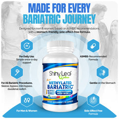 Front and back packaging of Shiny Leaf bariatric vitamin