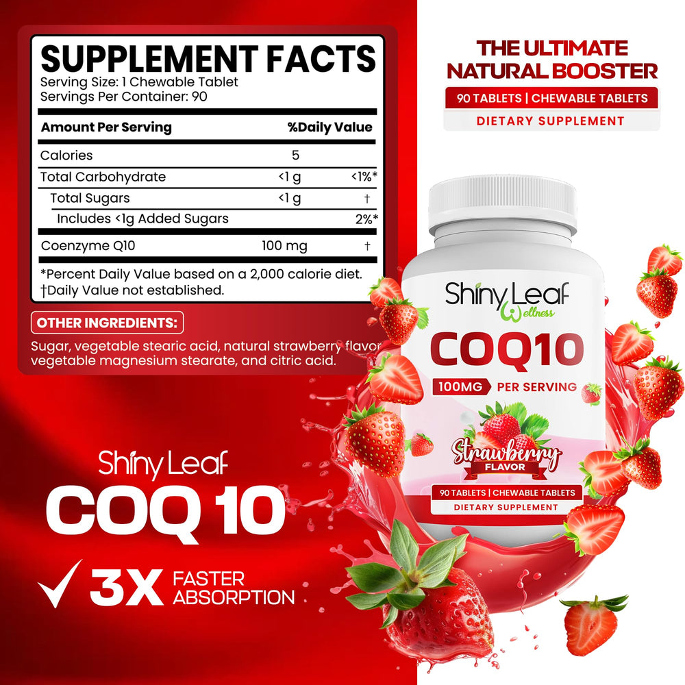 Bottle containing 90 CoQ10 chewable tablets