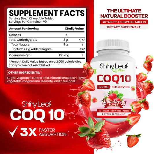 Bottle containing 90 CoQ10 chewable tablets