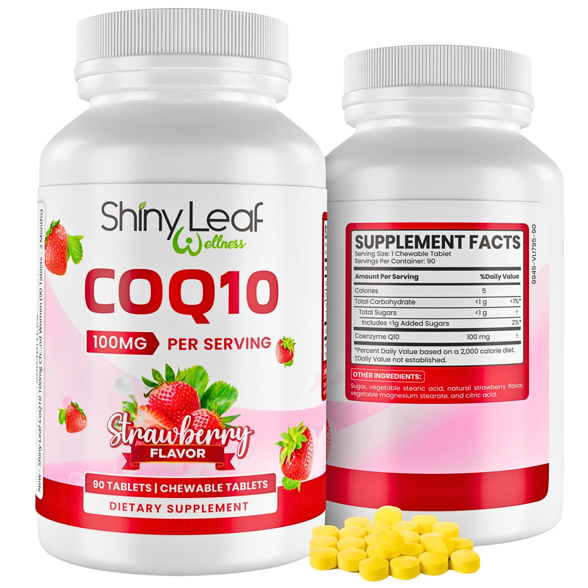 Front label of Shiny Leaf CoQ10 100mg chewables