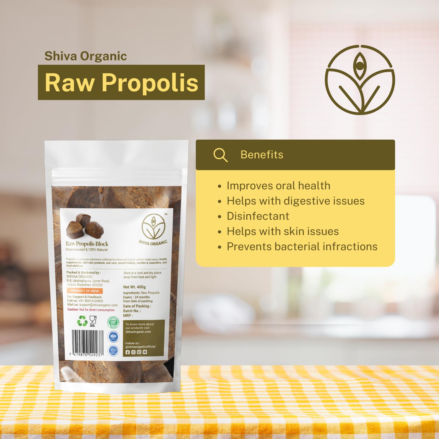 Close-up texture of raw propolis block