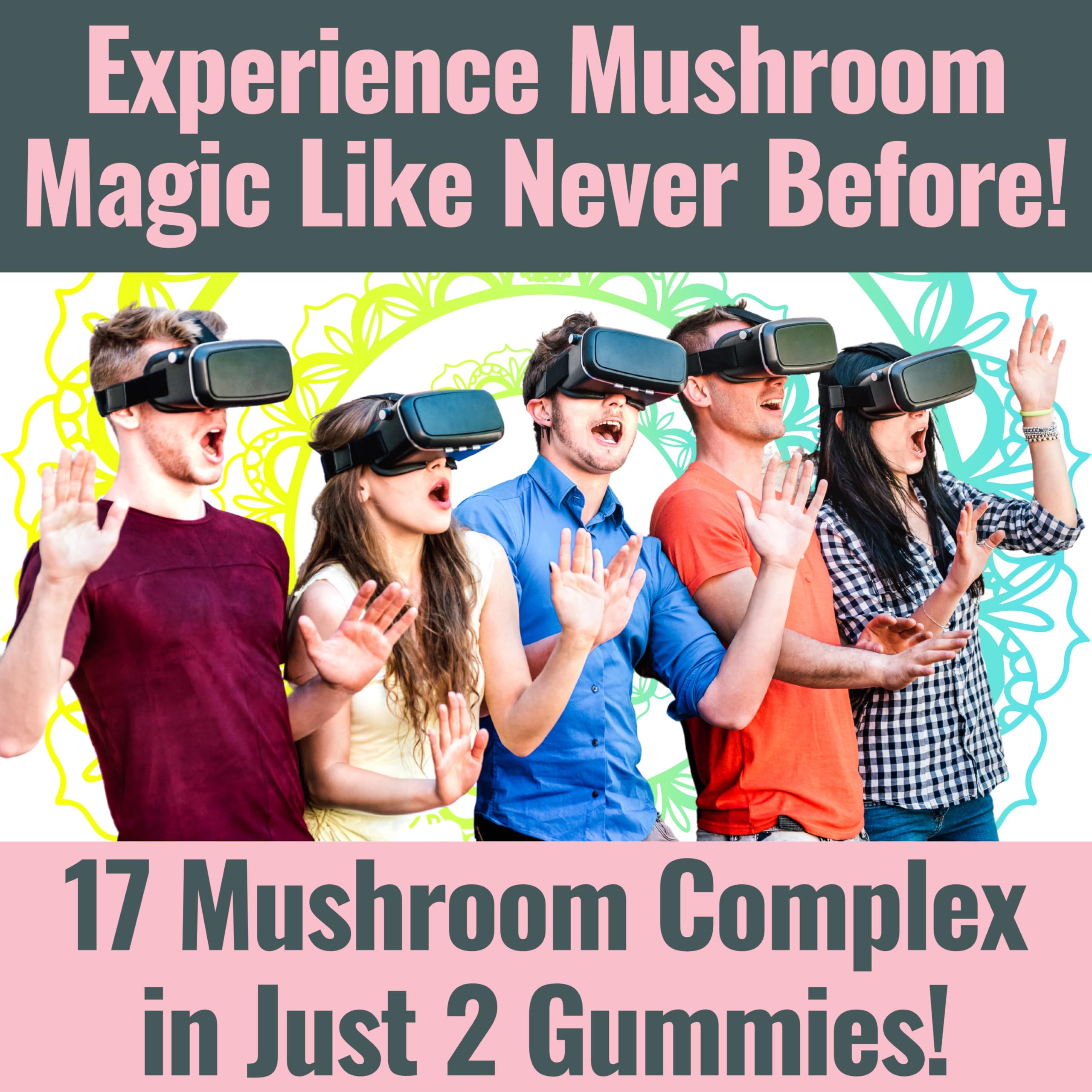 Assorted SHIZAM 17 Mushroom Complex Gummies on a white background