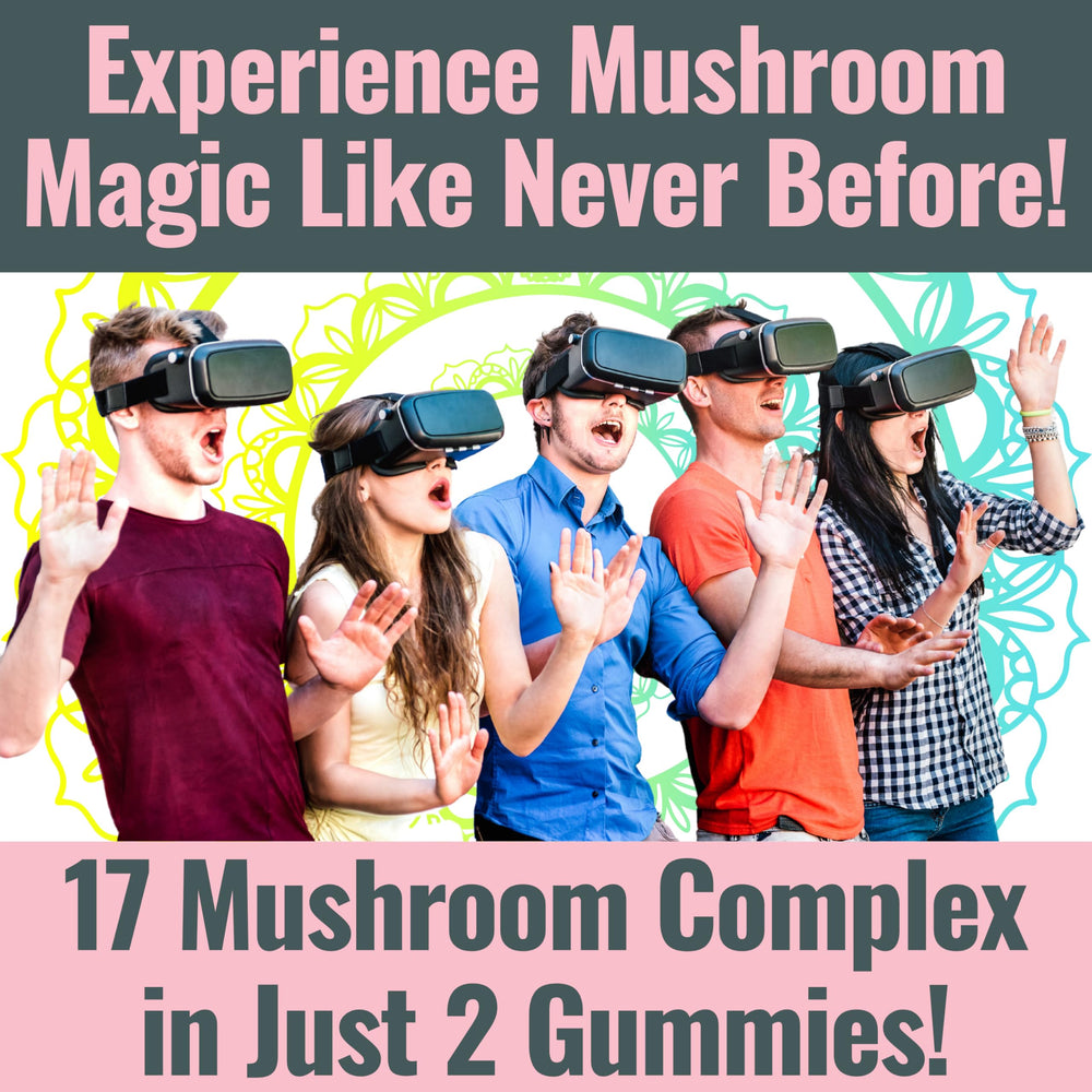 Assorted SHIZAM 17 Mushroom Complex Gummies on a white background