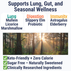 Gummies and ingredients including Slippery Elm, Mullein and Elderberry