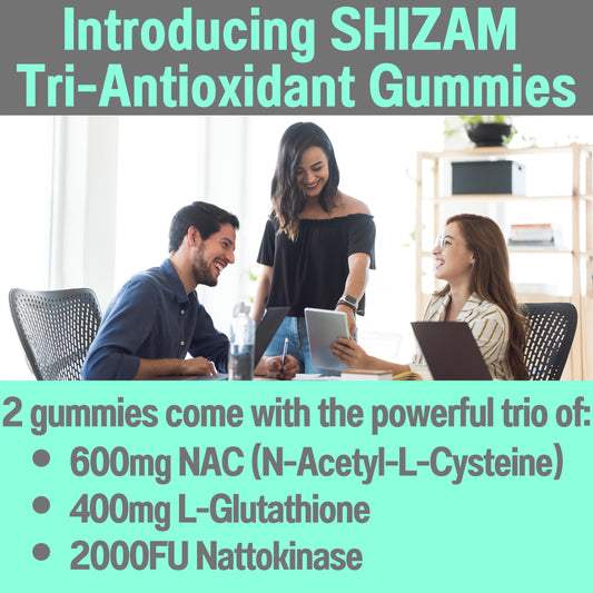 Close-up of SHIZAM label highlighting NAC and Glutathione
