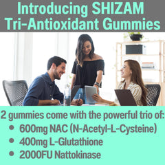 Close-up of SHIZAM label highlighting NAC and Glutathione