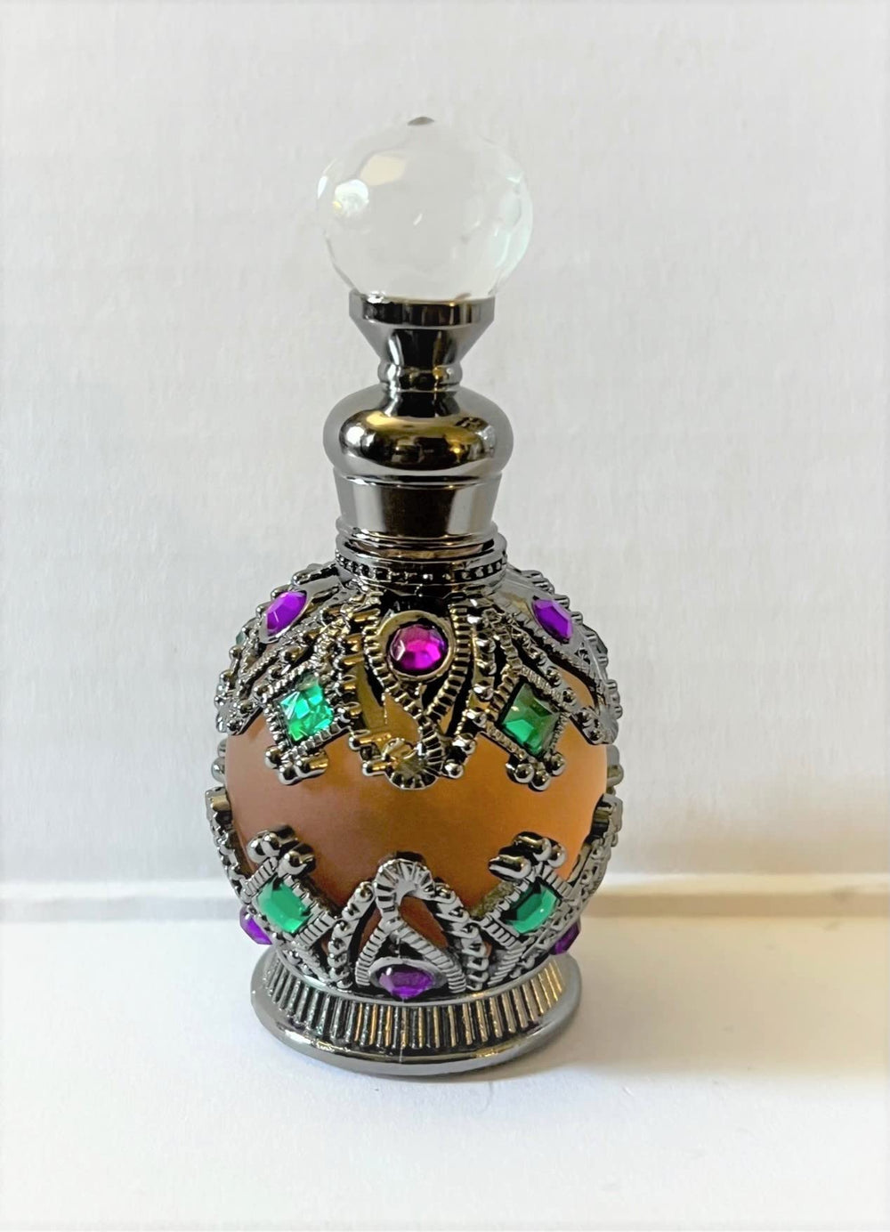 Shofars From Afar Ministry Prayer Oil bottle with metal cap and gem finish for gift-ready ceremonies.