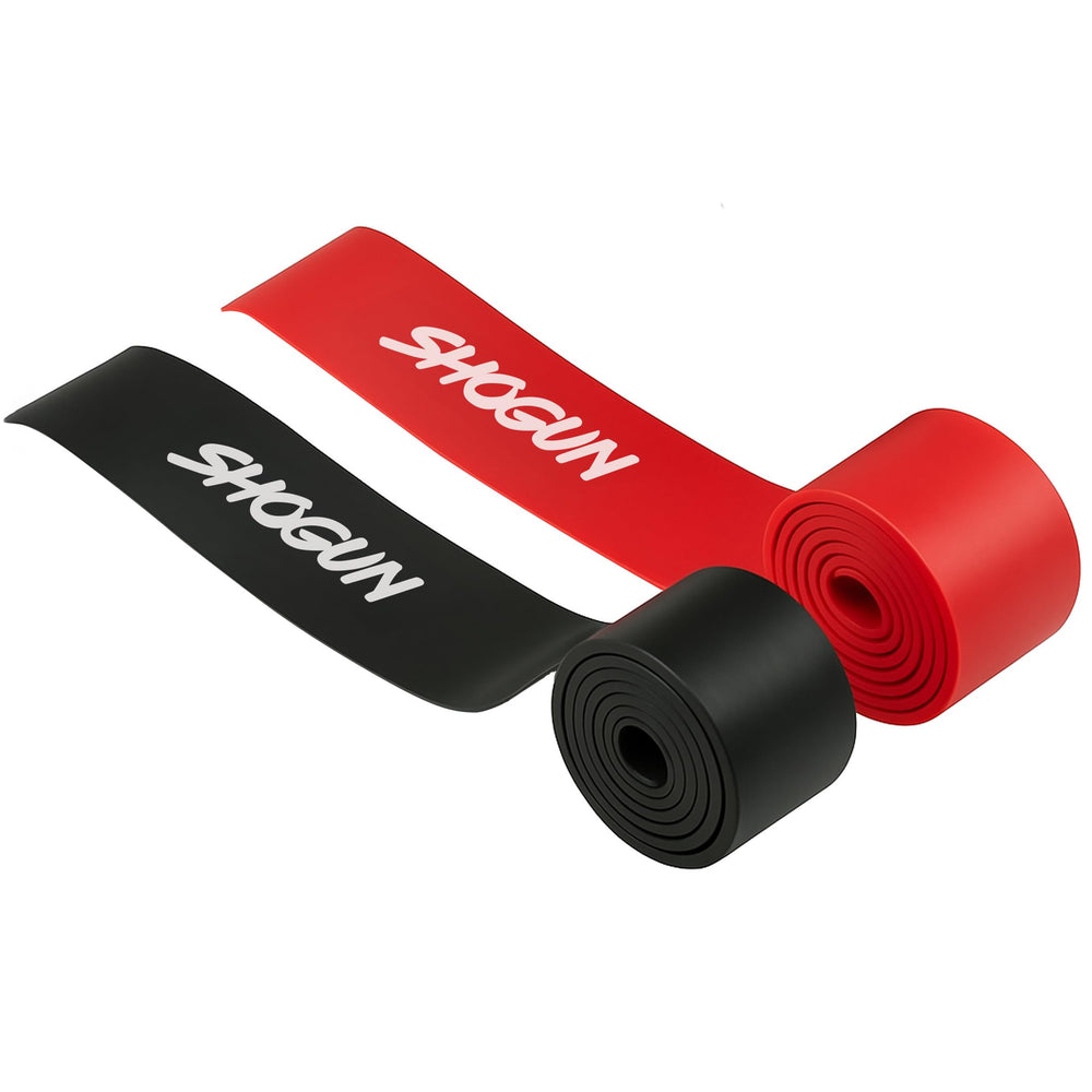 Two Shogun Floss Bands 2-pack: red standard resistance and black thicker resistance