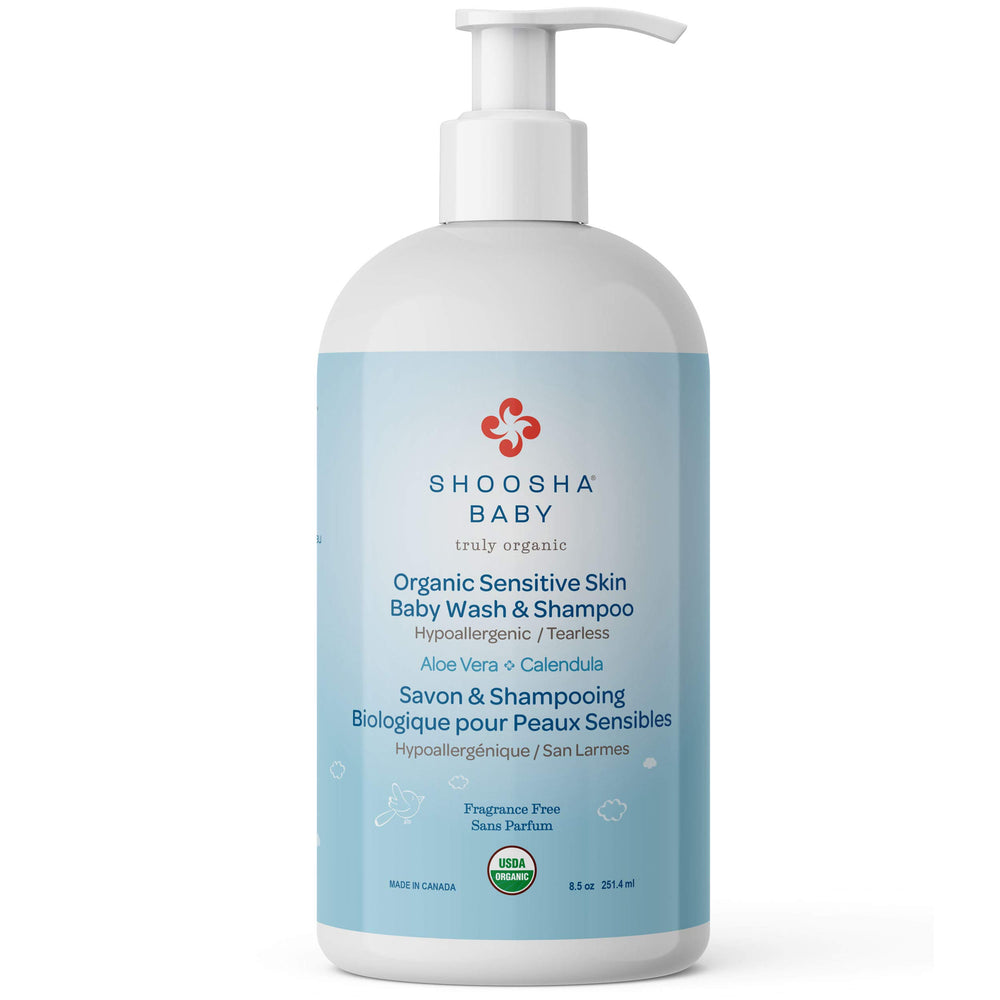 Shoosha USDA Organic Baby Shampoo and Body Wash bottle - front view